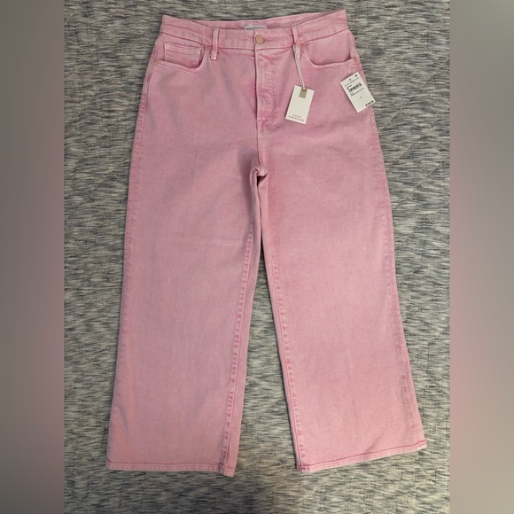 Good American Good Waist Cropped Palazzo Jeans In Rose Quartz Sz 10/30 NWT - - Picture 2 of 12